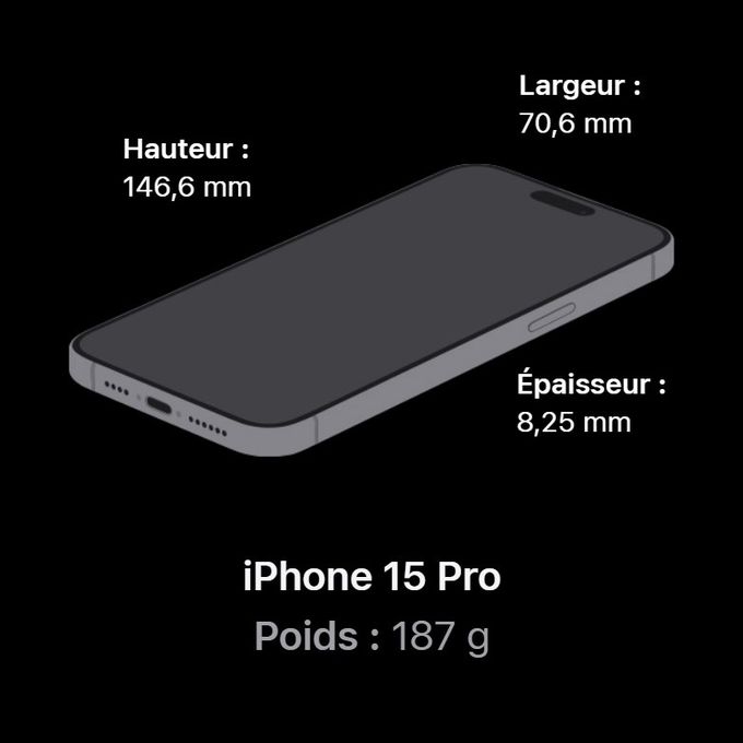 Apple, iPhone 15 Pro, 256 GB, Titane Naturel, 6,1",A17 Pro 8 GB RAM, iOS 17, "Neuf"