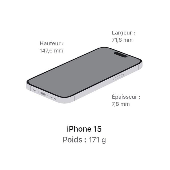 Apple iPhone 15, 128 GB, Bleu, 6,1 pouces "Neuf"