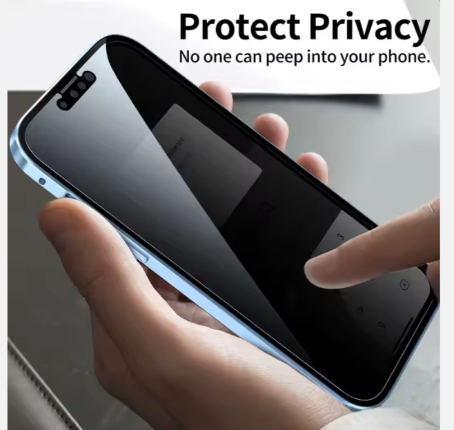 Pochette magnétique anti-espion pour iPhone-écran fumé