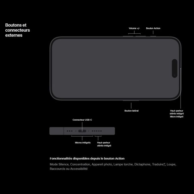 Apple, iPhone, 15 Pro, 128 GB, Titane Bleu, 6,1", A17 Pro, 8GB RAM? iOS 17, "Neuf"