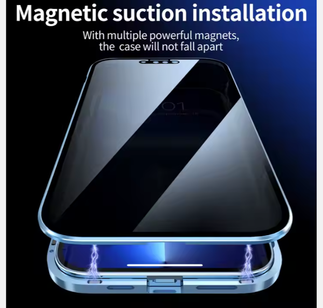 Pochette magnétique anti-espion pour iPhone-écran fumé