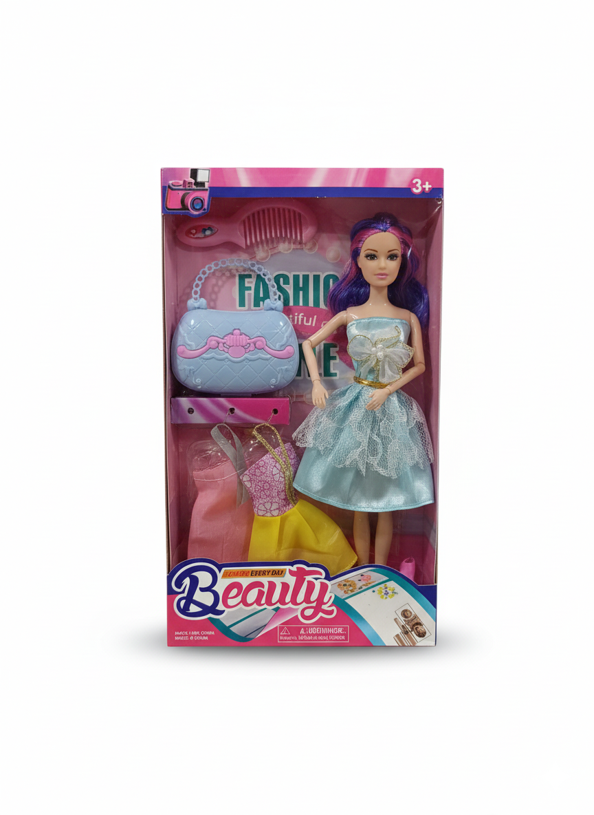 Poupée avec accessoires 32,5 cm (robe bleue) – AK-324