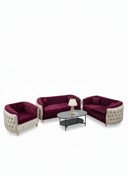 Salon Bordeaux Élégance – 6 places - 4 pièces