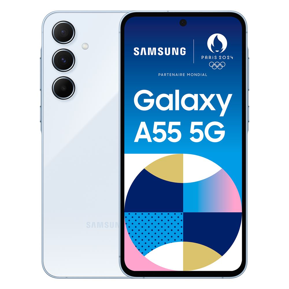 Samsung Galaxy A55, 6,7", Bleu clair, Double nano SIM, 256 Go, 8 GB RAM, 5G "Neuf"